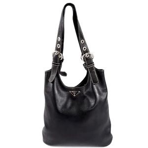 Prada Italy Black Napa Leather Hand Bag